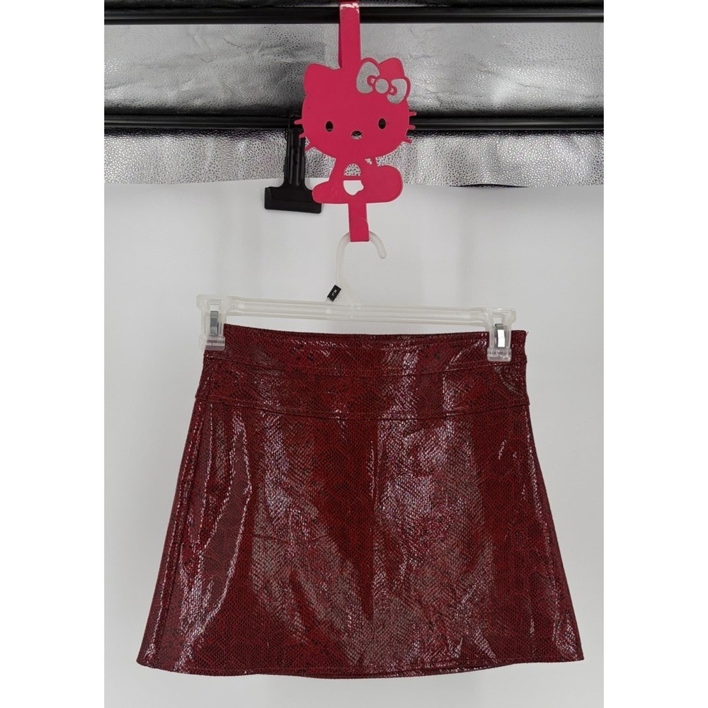 Zara TRF Red Snakeskin Print Mini Skirt XS Faux Leather Y2K Style Indie Sleaze